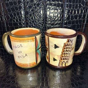 Leaning Tower of Pisa Mugs - Set of 2 - Handmade